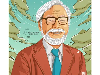 Hayao Miyazaki from Studio Ghibli art ghibli illustration potrait vector vector art vector illustration vector potrait vectorart vectors
