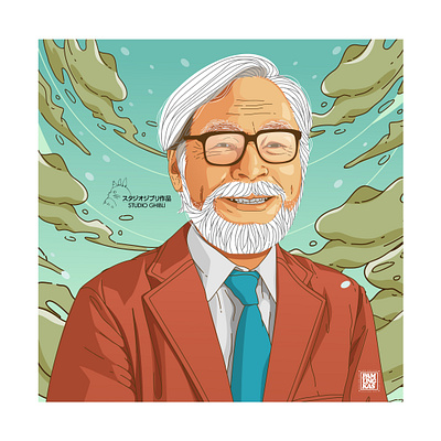 Hayao Miyazaki from Studio Ghibli art ghibli illustration potrait vector vector art vector illustration vector potrait vectorart vectors