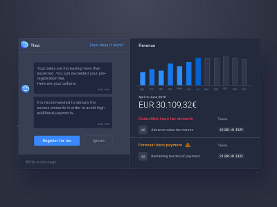 Darkmode Chat - Virtual Assistant ai assistant banking clean data data visulization design desktop finance finance app fintech minimal notification popup revenue statistic ui ux virtual assistant