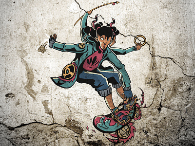 Ne Zha branding character design concept design graffiti graphic design illustraion