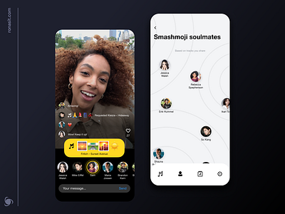 Music Messenger App Design Concept app chat chat app concept emoji figma friends instagram meeting messenger minimal mobile music app online playlist shazam song stories streaming video