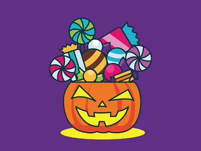 Trick or Treat candy chocolate design flat graphic halloween icon illustration pumpkin simple trickortreat vector
