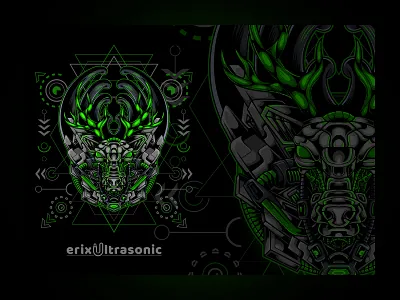 deer robot mechanic sacred geometry art artwork character cyber cyborg deer illustration design design graphic head illustration mechanic robotic sacred geometry