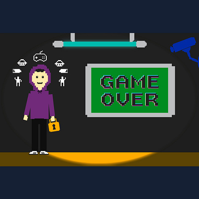 GAME OVER PALS annonymous characterdesign characters design gameover graphic graphicdesign graphics hack hacker hackers illustration illustrator pixel pixelated retro series vector