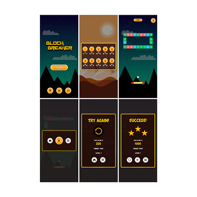 Block breaker game ui android android app android app design app appdesign digital illustration game gameapp gameui gameuidesign illustration illustrator ui ux vector