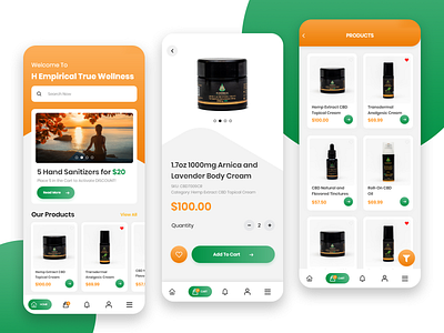 CBD Product App app design ui ux