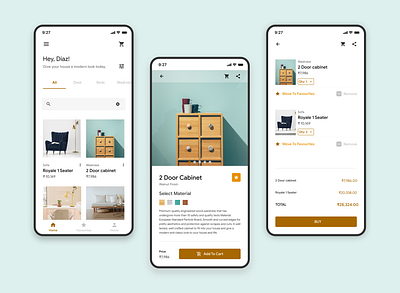 E-Comm app design for furniture store app art branding clean design graphic design illustration minimal type typography ui ux