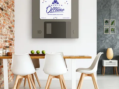 America Offline Parody Wall Canvas 90s america online wall art