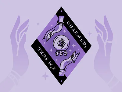 Charmed acrylic acrylic charm badge charm crystal ball fortune fortune telling illustration spooky sticker mule vector vector illustration witchy