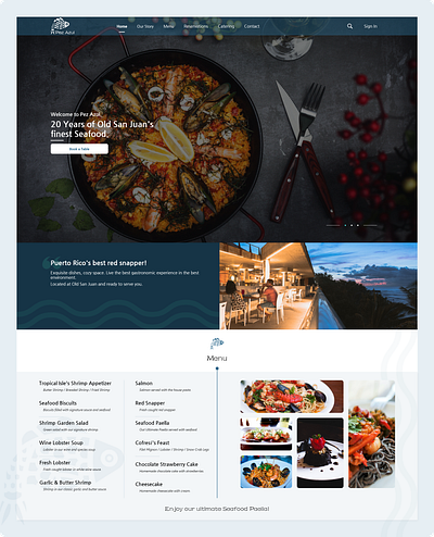 Seafood Restaurant food menu restaurant seafood ui web design