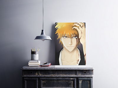 Ichigo Kurosaki anime art character design digital painting graphic design illustraion re creation texture