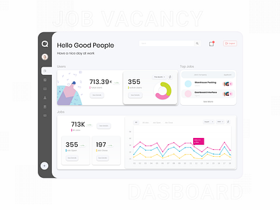 Job Vacancy - Dashboard adobexd app branding card clean diagram elegant explore illustration job job board simple statistics user vacancy