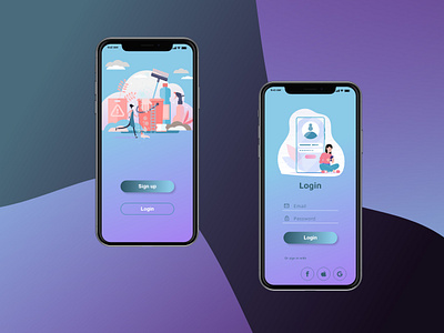Login & Sign up Screen/ Cleaning service App animation app art design illustration typography ui ux vector