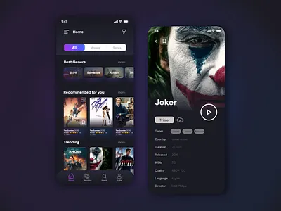 Movie app design ui ux web website