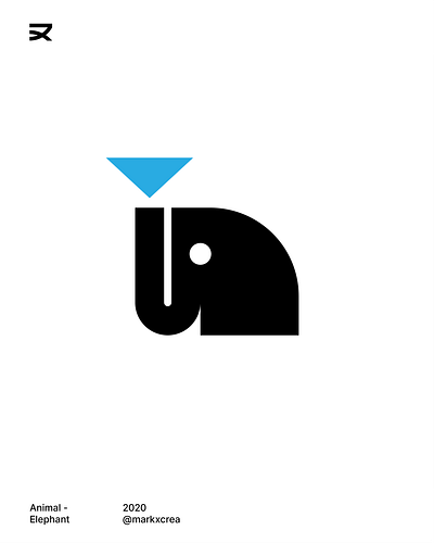 Elephant black blue design elephant flat logo logo design vector