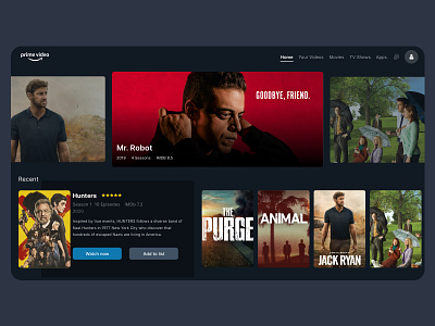 Amazon Prime Dashboard dashboard ui ui design ux design web design