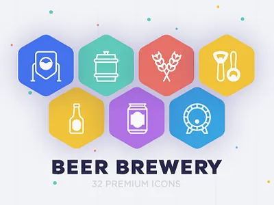Beer Brewery | 32 Icons Set alcohol ale bar beer brewery craft drink glass icon icon design icon set icons icons set illustration malt manufacturing mug sign symbol