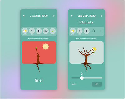 Mind forest animation app casestudy design emotions interaction design slider trees ui user experience ux design ux ui