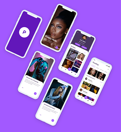 Pixels hub app art branding design minimal ui ux