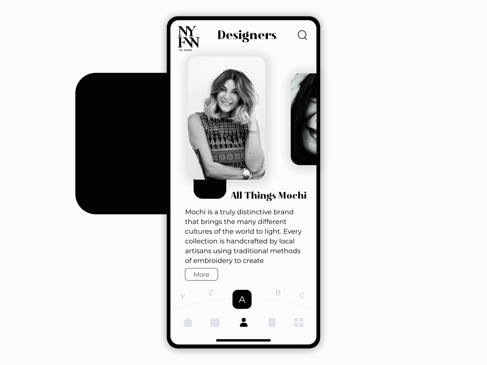 Fashion Mobile App- Interaction Design aftereffects animation carousels clean clean design clean ui event app fashion app gallery ios app micro interaction minimal mobile app design motion design motion graphics search icon shows swipe tabbar ui ux design