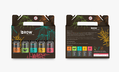 iGROW - Cannabis Growing Liquids - Packaging adobe illustrator adobe photoshop box brand design brand identity branding design cannabis cannabis branding cannabis design cannabis logo cannabis packaging design logo logo design package package design packagedesign packaging packaging design visual design