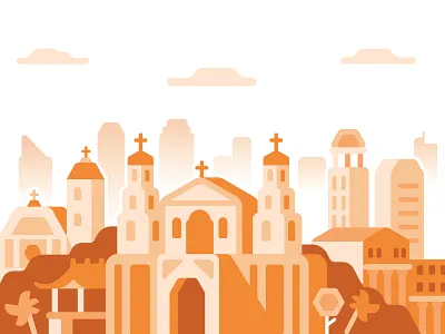 Manila, Philippines attractions bitcoin church city flat illustration landscape manila panorama paxful philippines quiapo