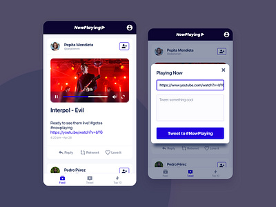MusicTweet app ui contrast media music music app play player playlist rock social media tweet video