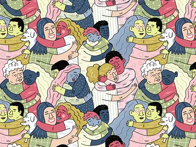 Remember Hugging? illustration pattern pattern art patterns people