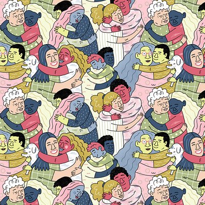 Remember Hugging? illustration pattern pattern art patterns people