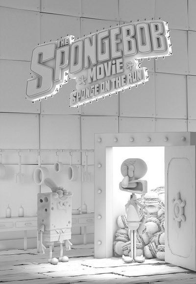 Spongebob movie poster 3D 3d cinema4d graphic movie photoshop poster