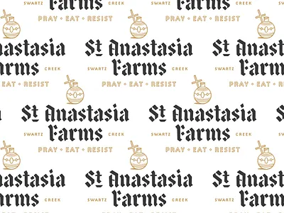 St. Anastasia Farms II blackletter iconography lockup religious type typography