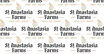 St. Anastasia Farms II blackletter iconography lockup religious type typography