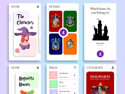 Harry Potter Handbook for the Potterheads android app android apps colorful colorful ui handbook harry potter harry potter app hogwarts ios iphone iphone app mobile app mobile apps mobile ui mobile ui design mobile uiux mobile up potterhead rounded corner ui ux