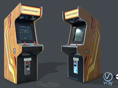 Game Machine PBR Low-poly 3D model 3d 3d modeling championship game low poly mashine model oldschool play retro