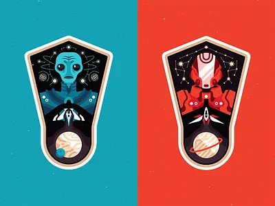 S P A C E : The Final Frontier admiral alien ambassador blaster discovery explorer flat galaxy gun helmet illustration instrument nomad planet rocket satellite space spaceship stars