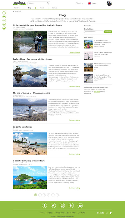 EcoTrip - Blog typography ui usability ux ux design web design