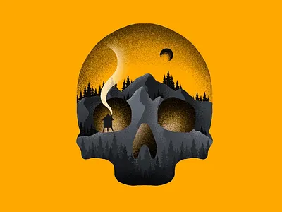 Skull Forrest artwork drawing handdrawn illustration illustrator procreate skull