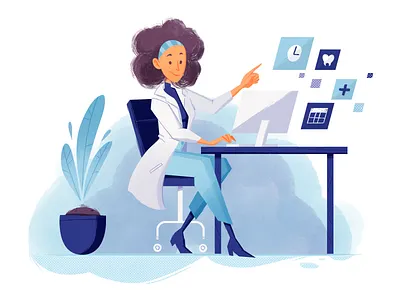 Better Management of Your Clinic - BILOG 💙 art branding branding design cute design digital digitalart graphic illustration odontology paint photoshop procreate