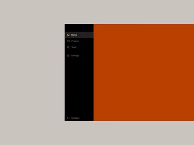 Collapsible sidebar animated animation black clean collapsed collapsible grey hover state microinteraction minimal orange product design side menu sidebar sidebar menu sidebar navigation simple slide toggle ui