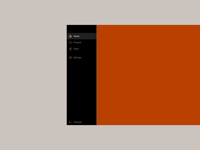 Collapsible sidebar animated animation black clean collapsed collapsible grey hover state microinteraction minimal orange product design side menu sidebar sidebar menu sidebar navigation simple slide toggle ui
