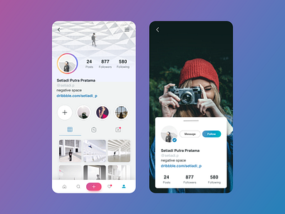 Instagram Profile app branding design illustration minimal typography ux