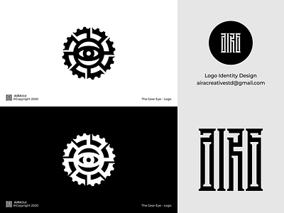 The Gear Eye app branding design engine eyeball flat gear icon logo logodesign machine minimal optical optical art virus