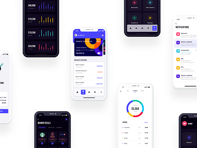 Mamoobank - Light mode & Dark mode chart bank app bank card banking banking app clean ui dark mode finance finance app financial illustration sign in sign up statistics ui design ui kit ui ux user interface wallet wallet app