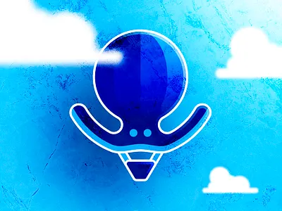 Badge - OctoBalloon air badge balloon branding colors design fly icon illustration logo octopus sky vector