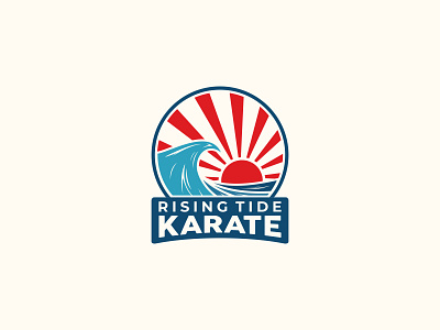 RISING TIDE KARATE LOGO 99designs badge logo branding design flat flat design logo patch design sleek vector