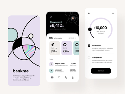 bankme: splash, overview, credit app app design application credit design system e finance finance fintech identity interface interfaces ios mobile mobile design product design services transaction user interface visual design visual identity