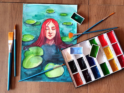 Drowned art illustration painting traditional art traditional painting watercolor watercolor painting