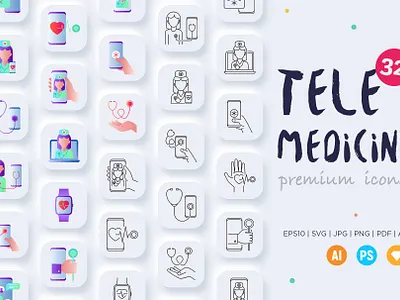 Telemedicine | 32 Icons Set icon icon design icon set icons icons design icons set iconset