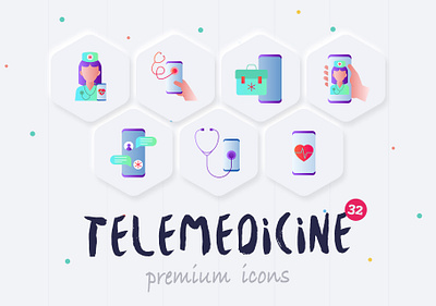 Telemedicine | 32 Icons Set icon icon design icon set icons icons design icons set iconset