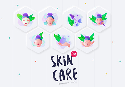 Skin Care | 32 Icons Set Hand Drawn cleansing cleansing foam cream dropper facial hand icon icon design icon set icons icons design mask moisturizer sheet sign skin care toner toning treating under eye patches